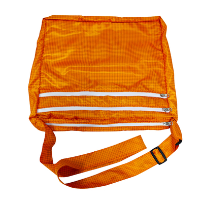 Bolsa de correa para el hombro para sala limpia antiestática ESD naranja con 3 cremalleras